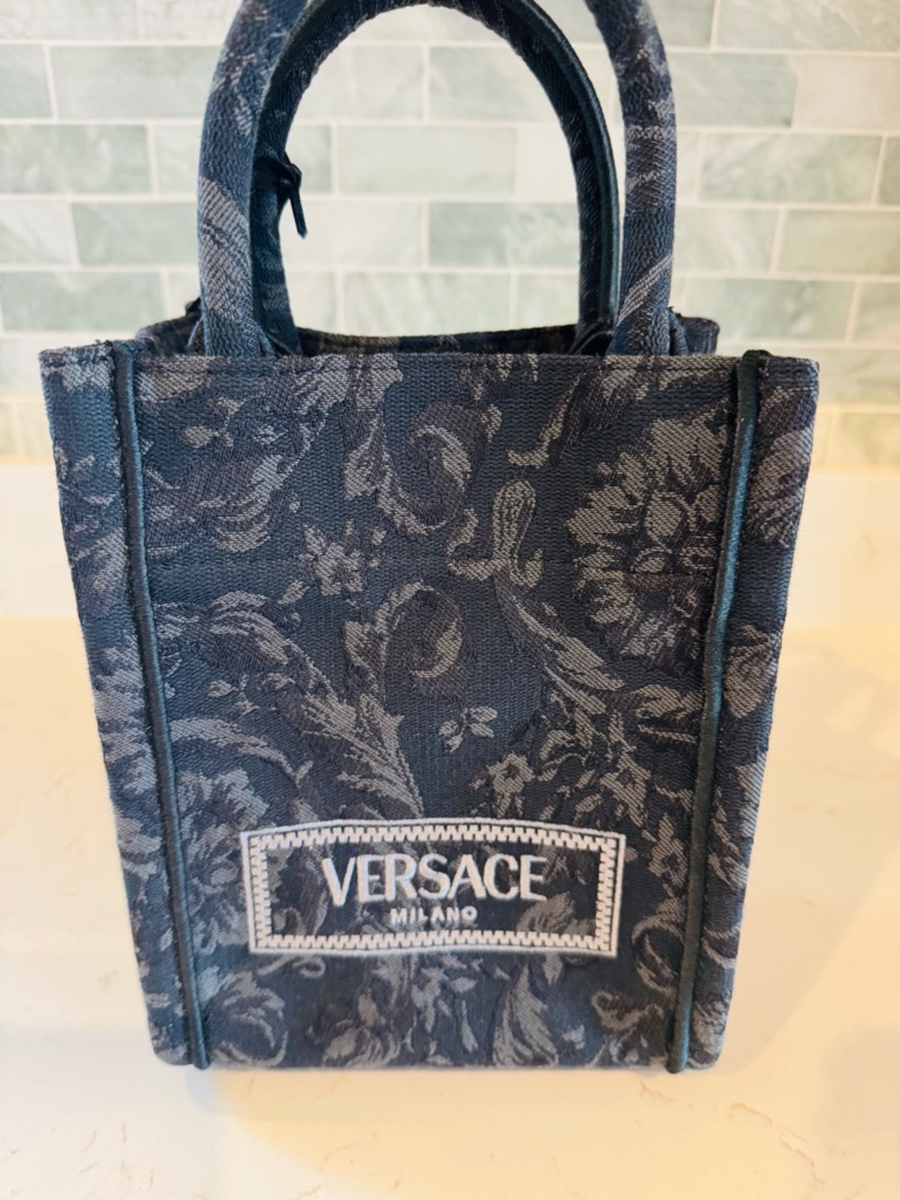 Versace Athena Barocco Mini Top Handle Tote Crossbody Bag